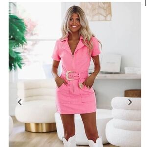 Pink denim dress